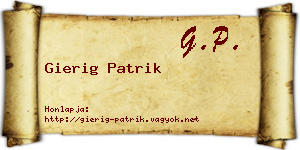 Gierig Patrik névjegykártya